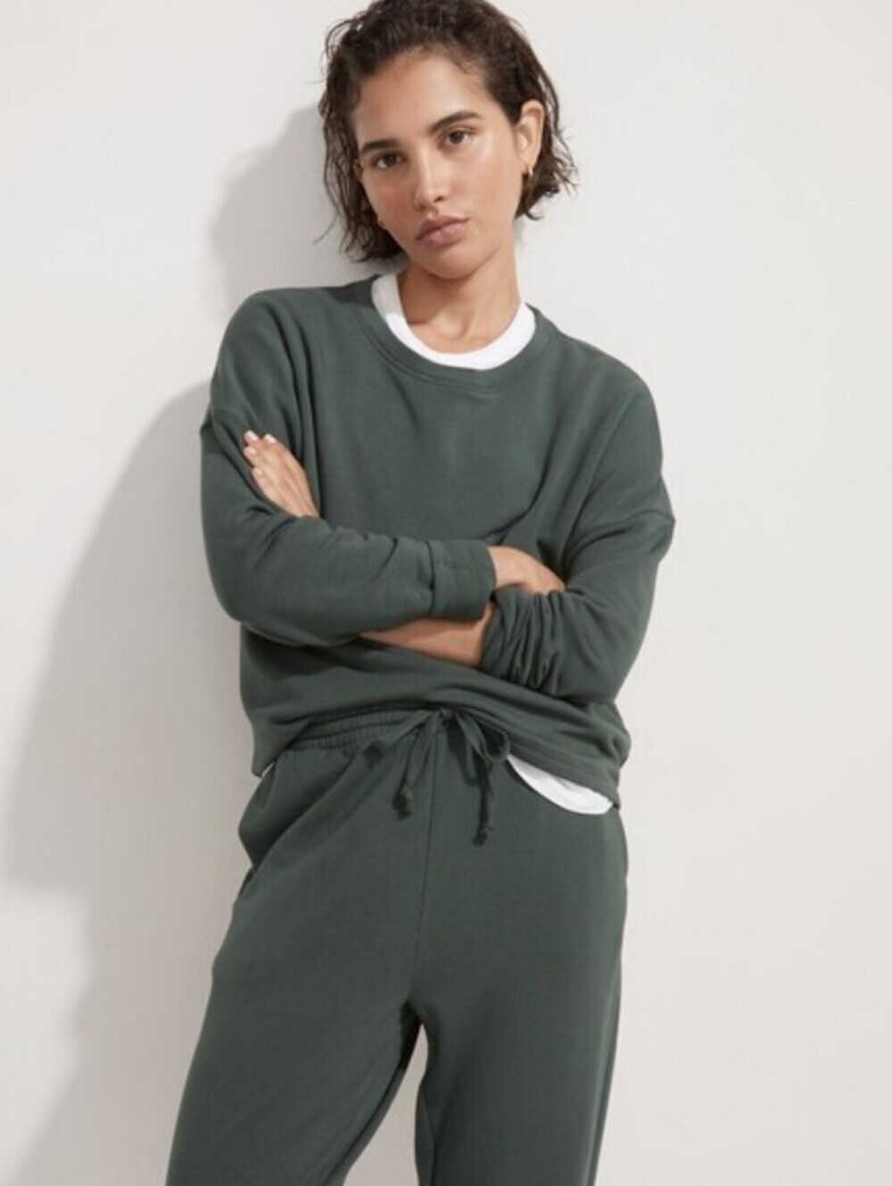Madewell MWL Dark Palm Green Superbrushed Easygoing Sweatshirt - Size - Medium